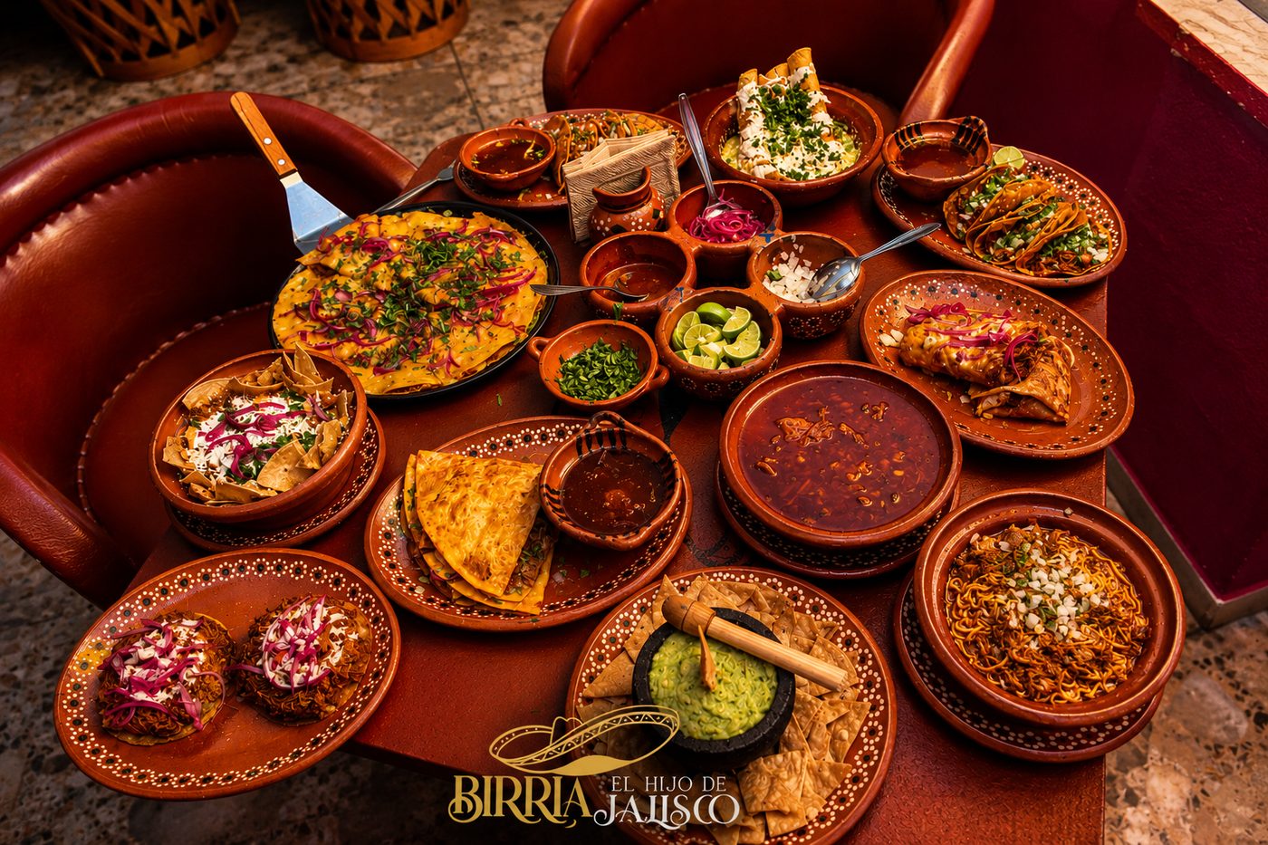 Mesa completa con varios platillos