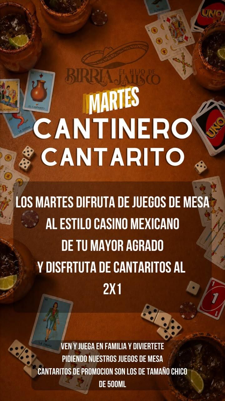 Martes cantinero: juegos de mesa y cantaritos 2x1